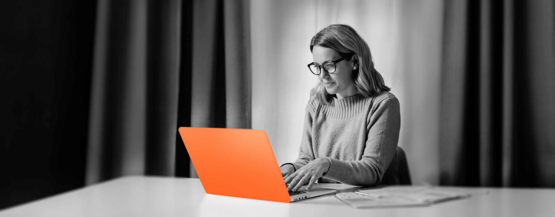 Woman working on laptop